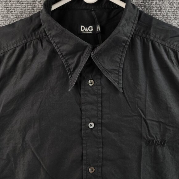 Dolce Gabbana 16 Point Black Solid Men Long Sleeve Button Up Shirt Adult - Picture 1 of 16